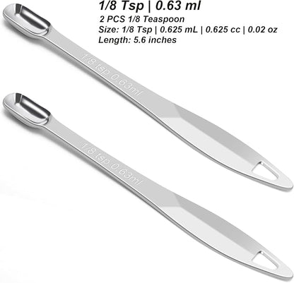 2 Pcs 1/8 Teaspoon Stainless Steel Single Measuring Spoon, Long Handle Metal - Image 2