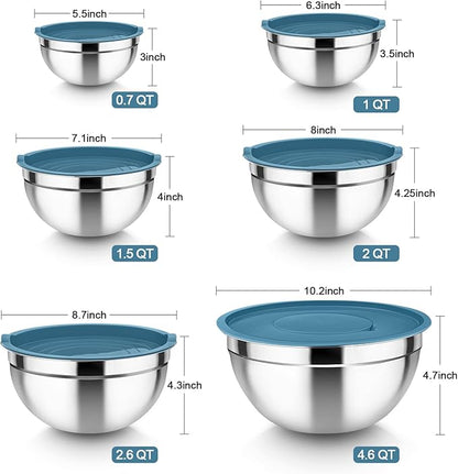 TeamFar Mixing Bowls with Lids Set, - Image 2