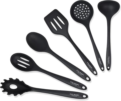 Culinary Couture Black Silicone Kitchen Utensils Set of 6, Non-Stick by CulinaryCouture