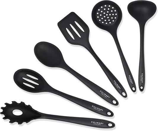 Culinary Couture Black Silicone Kitchen Utensils Set of 6, Non-Stick by CulinaryCouture