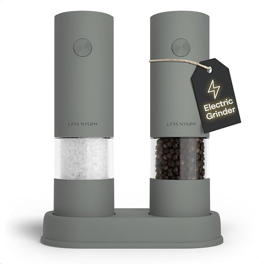 LARS NYSØM Electric Salt and Pepper Grinder Set I Automatic Salt and Pepper by LN