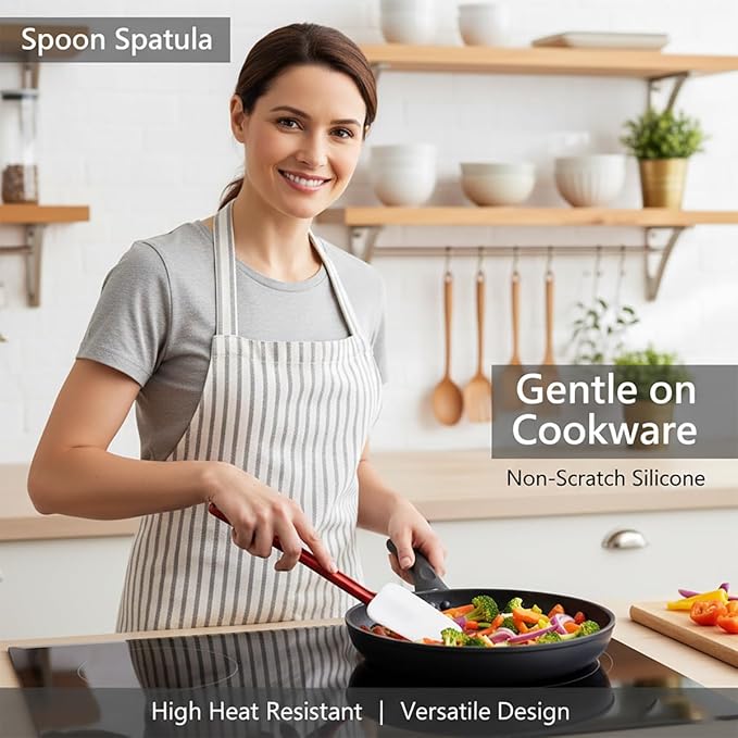 Commercial Spoonula Rubber Spatula Set, High Heat Spatula Spoon 9.5 Inches - Image 2