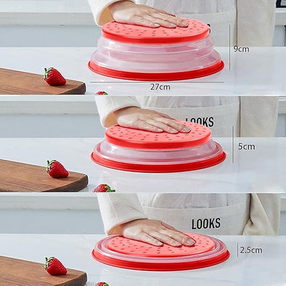Collapsible Microwave Cover for Food Microwave Splatter Cover Fruit Drainer - Image 5