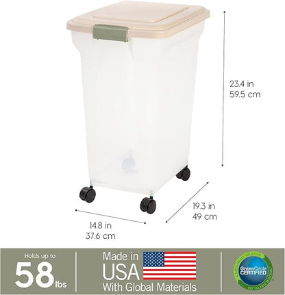 IRIS USA Dog Food Storage Container 58 lbs, Attachable Wheels, - Image 3