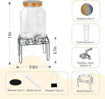 2 Gallon Glass Drink Dispenser - Image 2