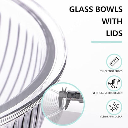 Luvan Glass Mixing Bowls with Lids Set, Large Salad Bowls Sets with lids - Image 4