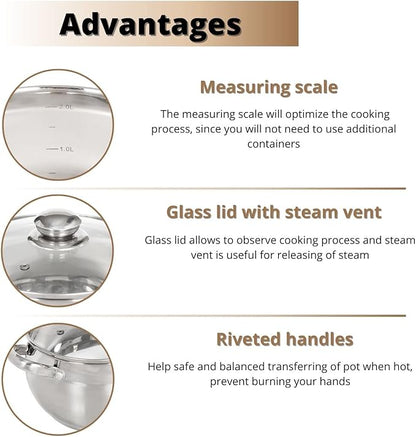 Daniks Classic 6.5 Quart Stainless Steel Stock Pot - Image 4