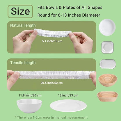 100Pcs Extra Large Plastic Bowl Covers Fits 6-13 Inch Bowls, Elastic Reusable - Image 3