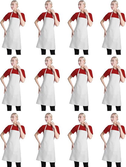 12 Pcs Bib Bulk White Aprons for Women Men Adult Girls Unisex by TSDSTORY