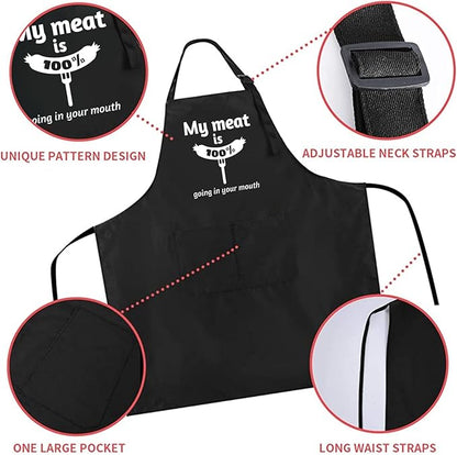 Rosoz Funny BBQ Black Chef Aprons - Image 3