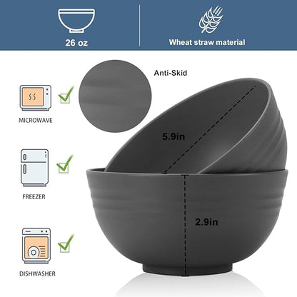 Wheat Straw Bowl Sets for Camping, Microwave and Dishwasher Safe Bowls - Image 2