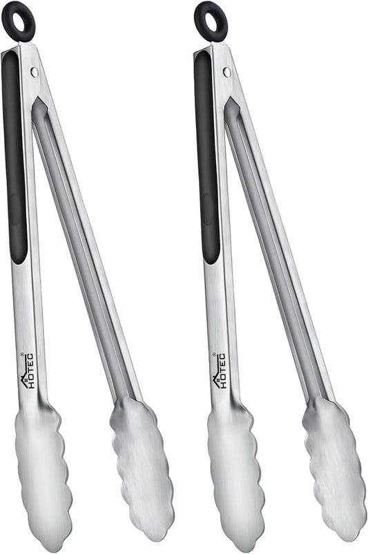Hotec Stainless Steel Kitchen Tongs, Locking Metal Food Tongs by Hotec