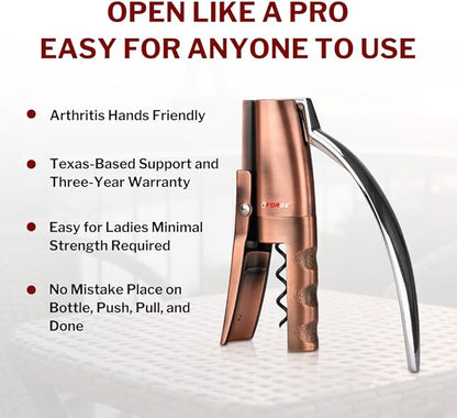 Forge Quality Compact Vertical Lever Corkscrew Wine Opener - Image 2