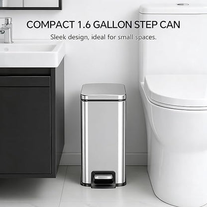 13 Gallon Trash Can and 1.6 Gallon Kitchen Trash Can Combo Set, Stainless Steel - Image 3