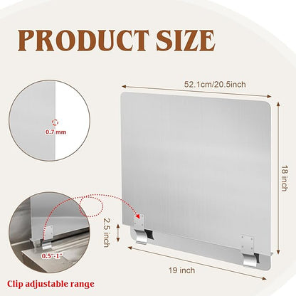 Ferraycle 2 Pack 20-1/2" W x 18" H 304 Stainless Steel Fryer Splash Guard - Image 2