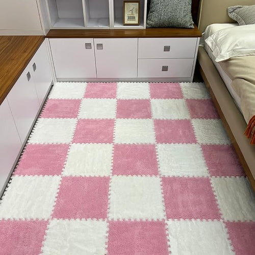 12pcs Carpet Squares Puzzle Floor Mat, Plush Interlocking Carpet Tiles - Image 2