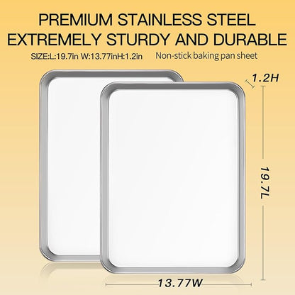 Commercial Quality Baking Sheet Pan Set, Natural Stainless Steel Cookie Sheet - Image 2