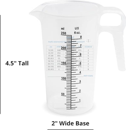 8oz 1 Cup Measure Pitcher with Convenient Conversion Chart– Food Grade - Image 9