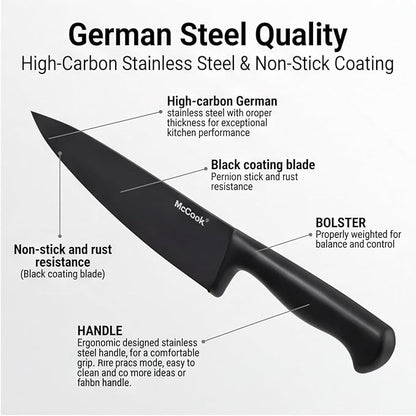 McCook® Knife Sets, German Stainless Steel Knife Block Sets - Image 5
