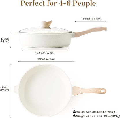 Kordisen Nonstick Ceramic Deep Frying Pan, 12 Inch Non Toxic Large Skillet - Image 6