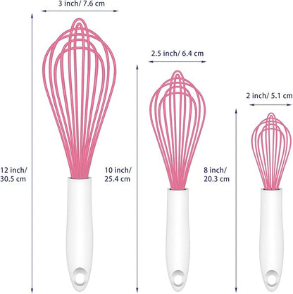 OYV Pink Silicone Whisk, Sealed Waterproof Design Set of 3, Professional - Image 6