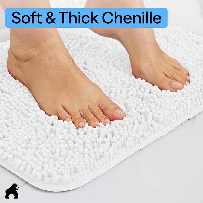 GORILLA GRIP Bath Rug Mat 54x24, Thick Soft Absorbent Chenille, Quick Dry - Image 4