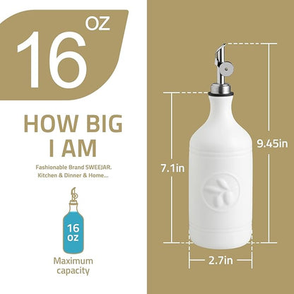 Sweejar 16 Oz Ceramic Olive Oil Dispenser Bottle, Oil Dispenser - Image 4