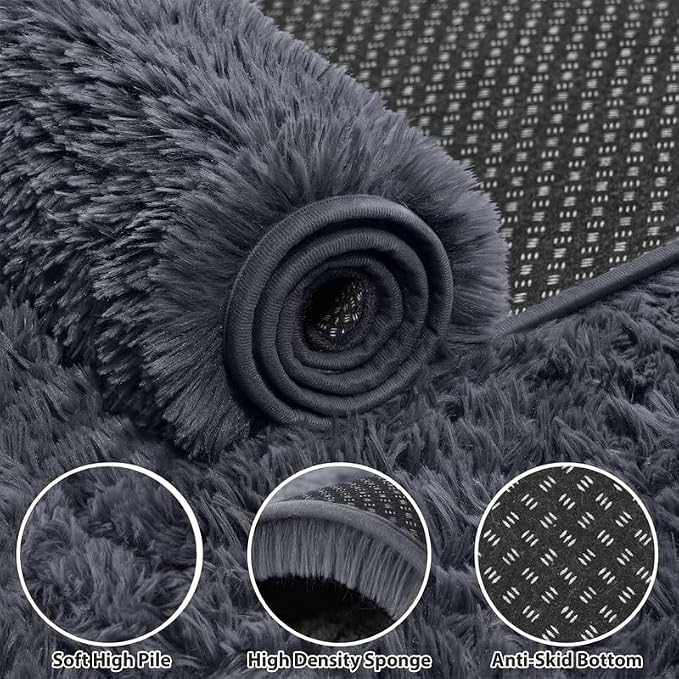Area Rug for Living Room Bedroom: 5x7 Soft Fluffy Shag Rugs Upgrade Non-Slip - Image 5