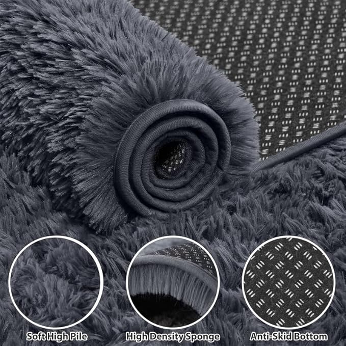 8x10 Area Rugs for Living Room Bedroom: Soft Fluffy Shag Rugs Upgrade Non-Slip - Image 3