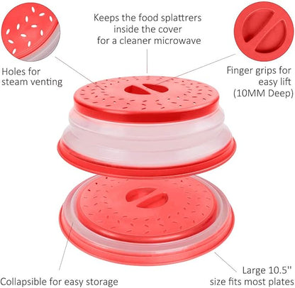 Microwave Cover for Food, Collapsible Microwave Splatter Cove, Fruit Drainer - Image 6