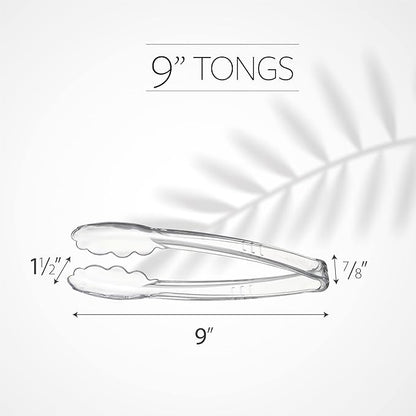 Plasticpro 9'' Serving Tongs Heavy Duty Reusable Kitchen and BBQ Clear Serving - Image 4
