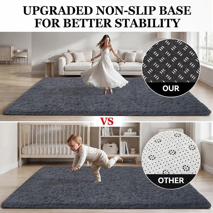 8x10 Area Rugs for Living Room Bedroom: Soft Fluffy Shag Rugs Upgrade Non-Slip - Image 8