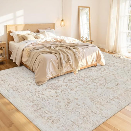 10x12 Area Rug for Living Room: Vintage Boho Neutral Washable Rug Indoor Soft - Image 2