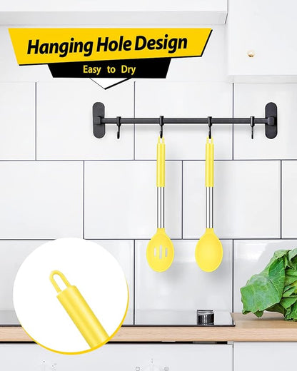 Pack of 2 Large Silicone Cooking Spoons, Non Stick Solid Basting Spoon - Image 4