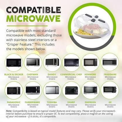 HOVER COVER Magnetic Splatter Cover, 12-Inch Clear BPA-Free Food Lid, Vented - Image 6