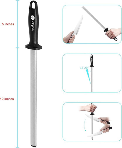 Diamond Honing Steel -12 In Knife Sharpener Rod, - Image 3