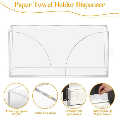 2PCS Paper Towel Dispenser Countertop Acrylic Clear Paper Towel Holder - Image 4
