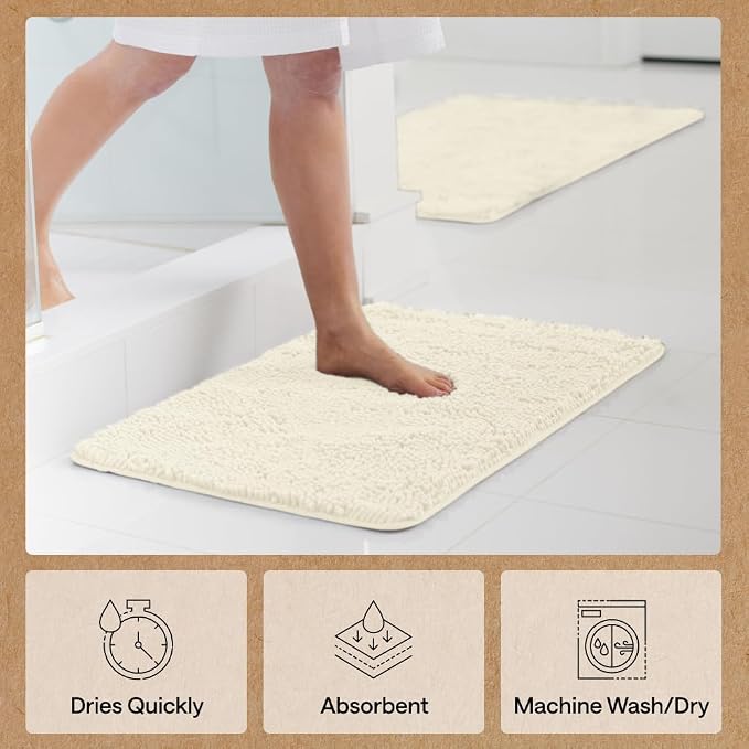 GORILLA GRIP Bath Rug Mat 60x24, Thick Soft Absorbent Chenille, Quick Dry - Image 7