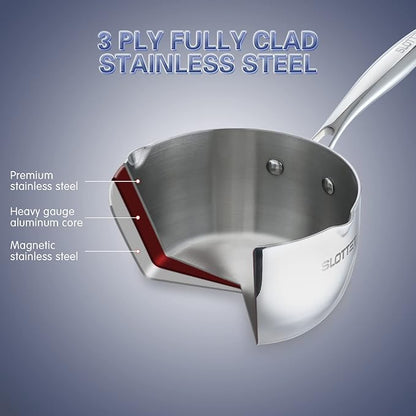 SLOTTET Tri-Ply Full Body Stainless Steel Sauce Pan - Image 4