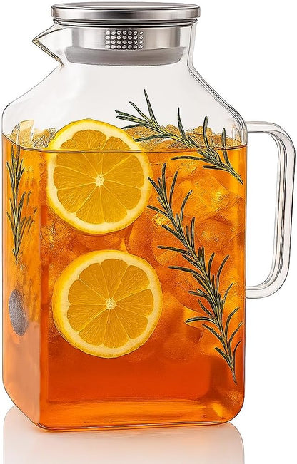 Glass Pitcher, 3.6L Glass Water Pitcher by Vekonn