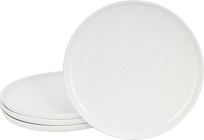 GZG Ceramic Dinner Plates Set of 4, 10.25 Inch Speckled Stoneware Plates with Clay-Tone Base, Large Ceramic Plates for Steak, Salad, Pizza, Microwave Oven Dishwasher Safe