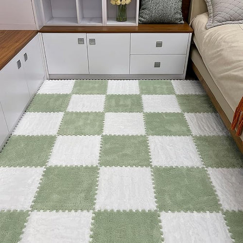 12pcs Carpet Squares Puzzle Floor Mat, Plush Interlocking Carpet Tiles - Image 2