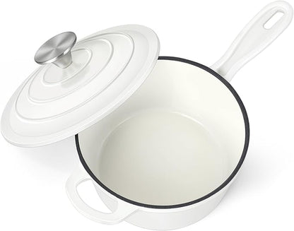 HaSteeL 3 QT Cast Iron Saucepan, Enamel dutch oven by HaSteeL