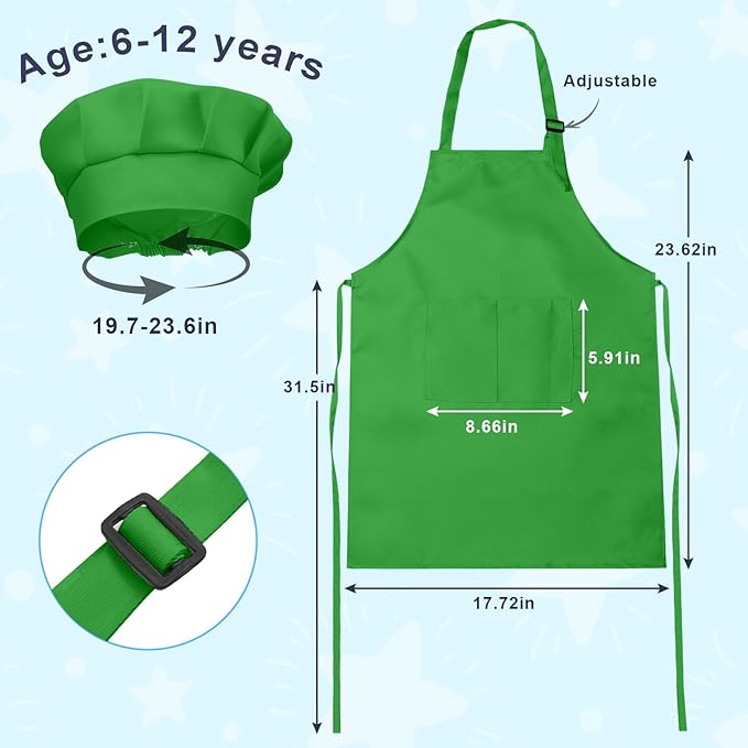 Kids Apron and Chef Hat Set, 30 Pieces Boys Girls Kids Apron - Image 2