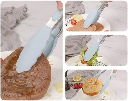 ZHIYE 4Pcs Silicone Tongs, Kitchen Tongs 7” Non-slip & Easy Grip Stainless - Image 2