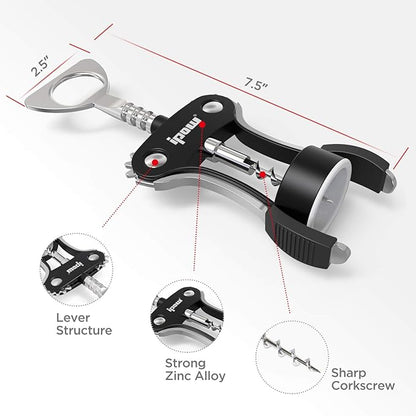 IPOW Wine Opener, Zinc Alloy Wine Bottle Opener, Wing Corkscrew Heavy Duty - Image 6