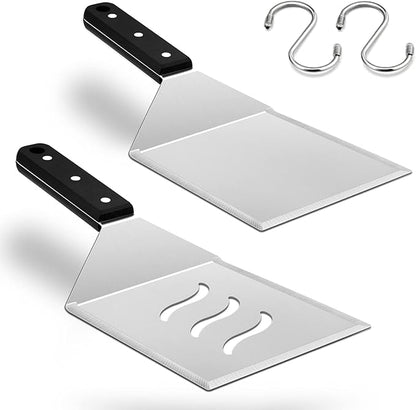 HaSteeL Metal Spatula Set, Heavy Duty Stainless Steel Large Griddle Spatula by HaSteeL