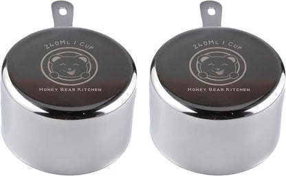 Honey Bear Kitchen 1 Cup 240 ml Measuring Scoop Cups, Polished Stainless Steel by HONEYBEARKITCHEN