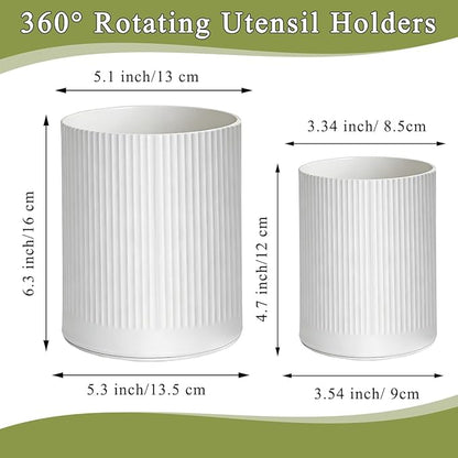 HOMQUEN 360° Rotating Utensil Holder, 6.3''+4.7'' Plastic Kitchen Utensil Holder - Image 2