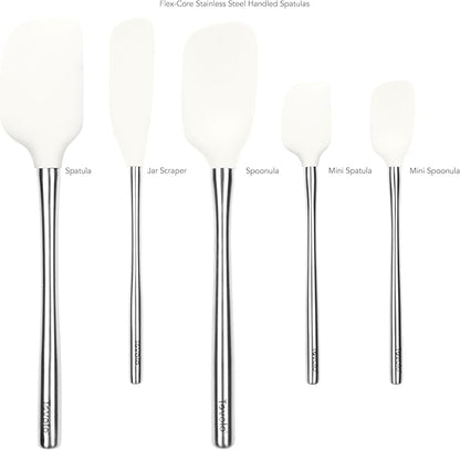 Tovolo Stainless Steel Handled Silicone Spatula Set of 5 White, Dishwasher Safe - Image 3